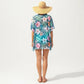 Maternity Floral Print Kimono Cover-Up with High-Waisted Swim Shorts and Tank Top 3-Piece Set