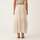 High Low Maxi Skirt Smocked Waist Tassel Tie Flowy Tiered Boho Casual Skirt