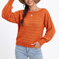 Boat Neck Cable Knit Long Sleeve Pullover Sweater