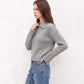 Cable Knit Collared Sweater with Flared Cuffs