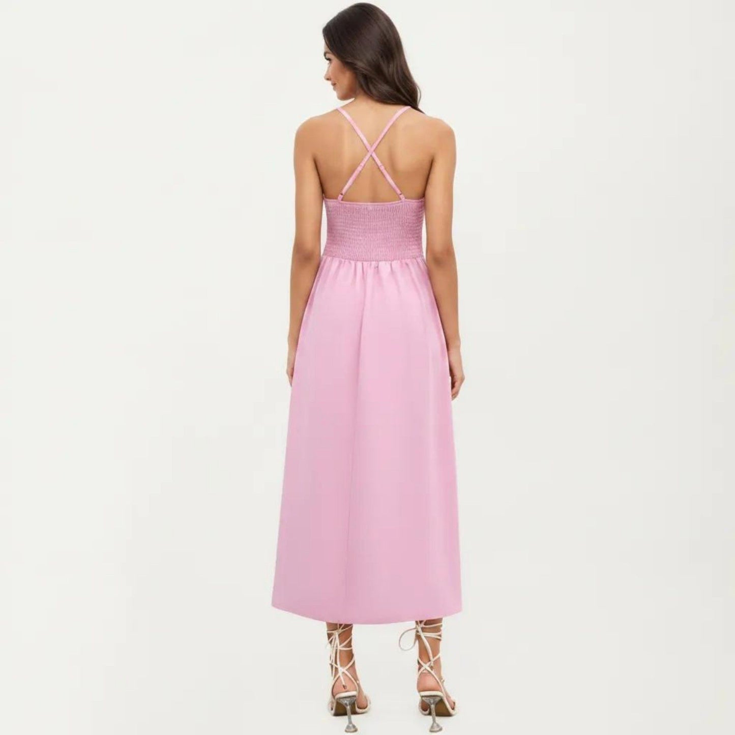 Sleeveless Maxi Dress with Cutout Front and Smocked Back