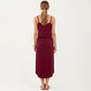 Sleeveless Midi Dress with Spaghetti Straps and Adjustable Drawstring Waist Relaxed Fit Silhouette