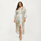 Plus Size Satin Floral Kimono Robe with Self Tie Belt Longline Open Front Lightweight Sleepwear