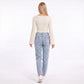 Ribbed Boat Neck Bell Sleeve Crop Top
