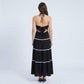 Halter Neck Tiered Maxi Dress with Contrast Trim