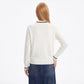 Bow Applique Crewneck Long Sleeve Sweater with Lace Trim