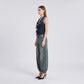 Tie-Front Sleeveless Vest Top V-Neck Lace Trim Tailored Blouse