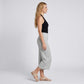 Foldover Waistband Striped Cropped Wide-Leg Trousers