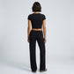 Foldover Waistband Full-Length Wide-Leg Trousers