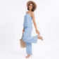Sleeveless Button Front Jumpsuit with Crochet Lace Back