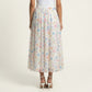 Floral Midi Skirt Elastic Waist Flowy Lightweight Chiffon A Line Casual Skirt