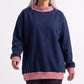 Long Sleeve Contrast Trim Sweatshirt with Polka Dot Details