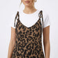 Maternity Leopard Print Wide Leg Jumpsuit with Tie Shoulder Straps and Layered Tee Look