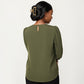 Plus Size Long Sleeve Keyhole Neck Pullover Blouse with Soft Draped Fabric and Relaxed Fit