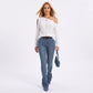 One Shoulder Cold Shoulder Pointelle Knit Long Sleeve Sweater