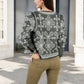 Embroidered Open Front Jacket Puff Sleeves Floral Detailing