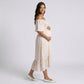 Maternity Floral Square Neck Midi Dress with Smocked Bodice and Flutter Sleeves