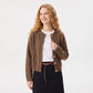 Gold Button Crewneck Cardigan Sweater
