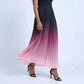 Sleeveless High Neck Pleated Ombre A-Line Maxi Dress with Flowy Skirt