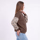 Camo Sleeve Mock Neck Long Sleeve Pullover Sweatshirt