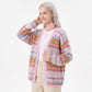 Multicolor Striped Open Front Knit Cardigan Sweater