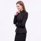 Asymmetric Button Front Blazer with Stand Collar and Peplum Hem