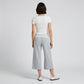 Polka Dot Contrast Waistband Cropped Wide-Leg Trousers