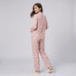 2-Piece Set Heart Print Button Front Pajama Top and Straight Leg Lounge Pants