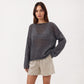 Women's Lightweight Open Knit Long Sleeve Sweater Top with Relaxed Fit and Subtle Sheer Texture