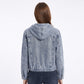 Hooded Denim Jacket Button Front Washed Casual Jean Jacket With Pockets