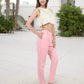 High Waist Button Front Tapered Pants with Side Pockets