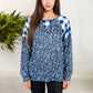 Mixed Print Long Sleeve Raglan Top Plaid Leopard Pattern