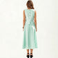 Sleeveless Striped Two Piece Set Crop Top and Midi Skirt with Back Button Detail Flowy High Waist Set