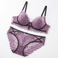 2 Piece Floral Lace Underwire Bra and Panty Lingerie Set