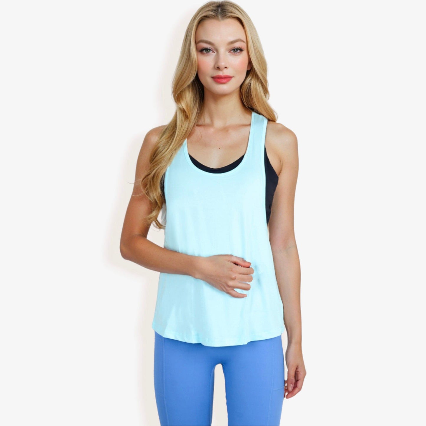 Relaxed Fit Racerback Tank Top with Scoop Neckline