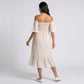 Maternity Floral Square Neck Midi Dress with Smocked Bodice and Flutter Sleeves