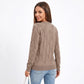 Textured Geometric Crew Neck Long Sleeve Knit Sweater