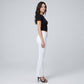 High Rise Flare Pants Button Front Stretch Wide Leg Hem Pants