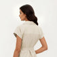 Short Sleeve Button Front Shirt Dress with Collared Neckline and Adjustable Waist Tie