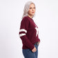 Star Graphic Striped Sleeve Crewneck Knit Sweater