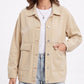 Oversized Denim Jacket Button Front Long Sleeve Jean Jacket With Patch Pockets
