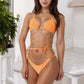 Ring Halter Triangle Bikini Set - Solid Color