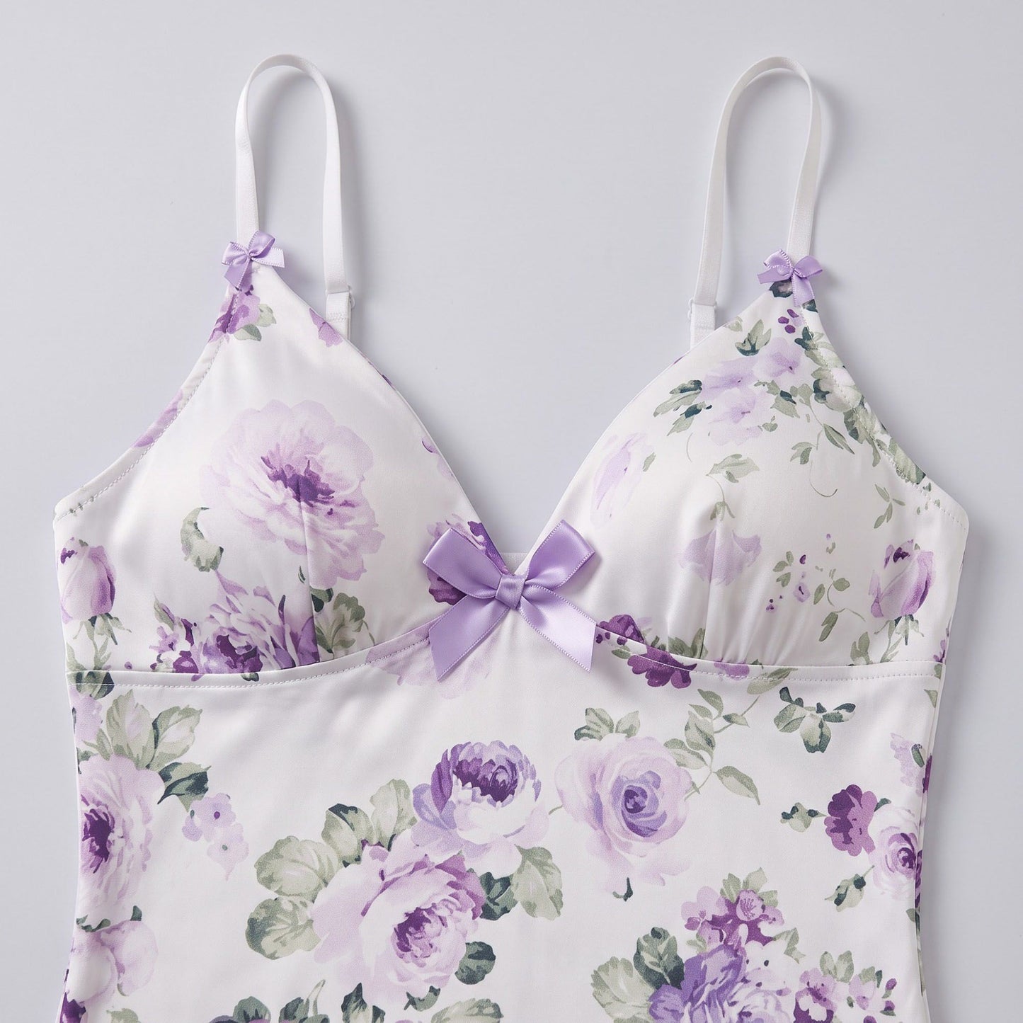 Floral Satin Slip Chemise Nightgown