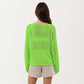 Women's Lightweight Open Knit Long Sleeve Sweater Top with Relaxed Fit and Subtle Sheer Texture