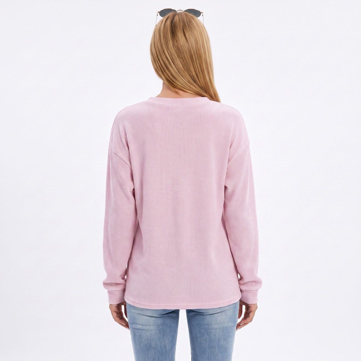 Thermal Waffle Knit Henley Top with Kangaroo Pocket