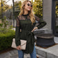 Long Sleeve Button-Up Tunic Shirt with Lace Panels Waist Tie