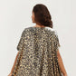 Abstract Print Maxi Kaftan Dress with Contrast Trim and Relaxed Flowy Silhouette