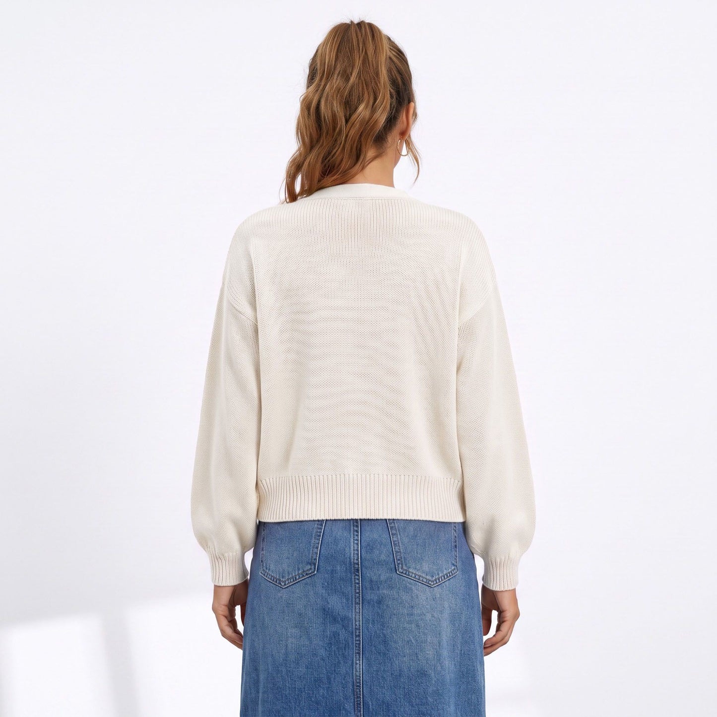 Bow Detail Open Front Knit Cardigan Sweater