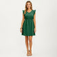 Swiss Dot Babydoll Dress with Ruffle Sleeves and V-Neckline