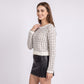 Wavy Stripe Pointelle Cropped Knit Sweater